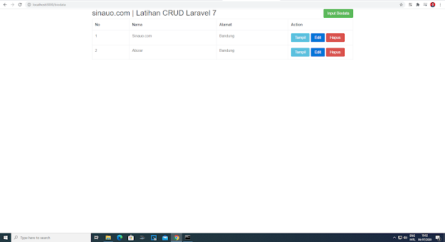 Tutorial CRUD di laravel 7 (Tampil, Input, Edit, dan Hapus) - Sinauo.Com