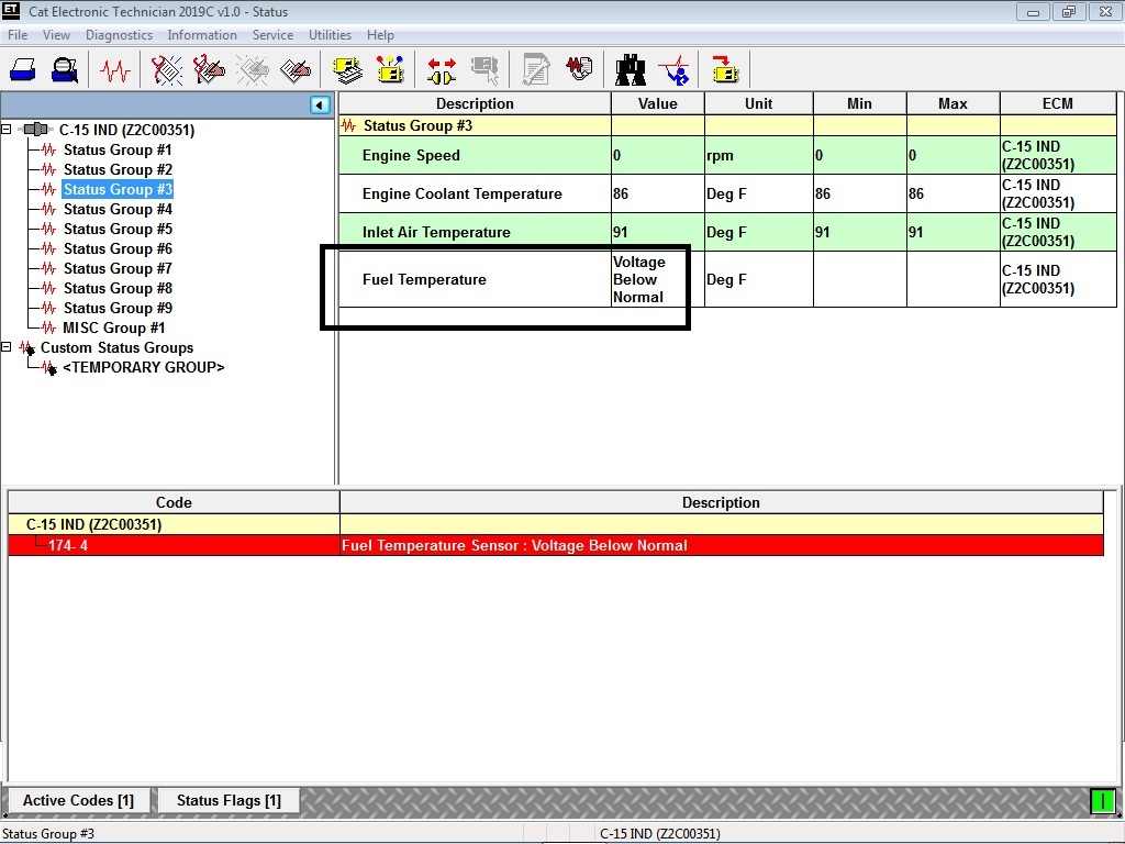 Fuel Temperature Sensor Voltage Above Normal (Diagnostic Code SPN