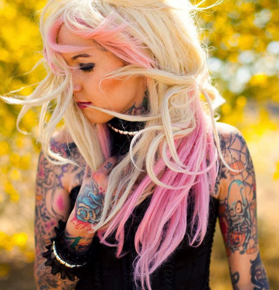 Blonde tattooed girl