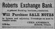 Roberts Exchange Bank 1888 Ad