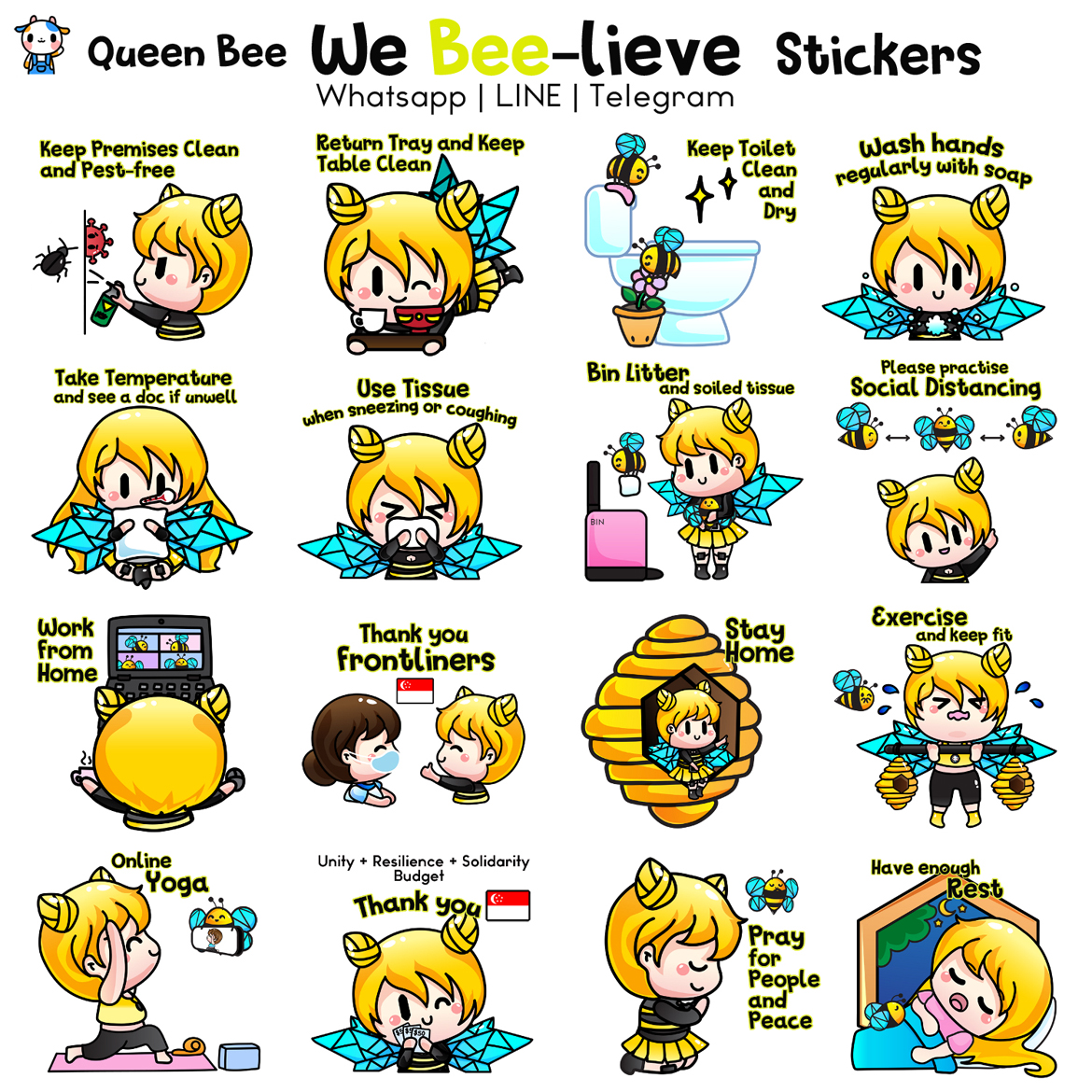 Queen Bee We Bee Lieve Whatsapp Line And Telegram Stickers Milkcananime