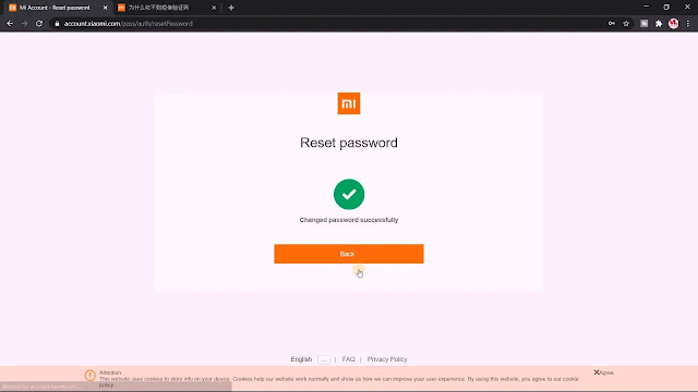 mi account password reset successfully successfully reset mi account password