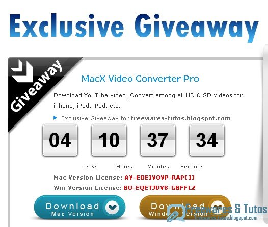 Offre promotionnelle : MacX HD Video Converter Pro offert aux lecteurs de Freewares & Tutos
