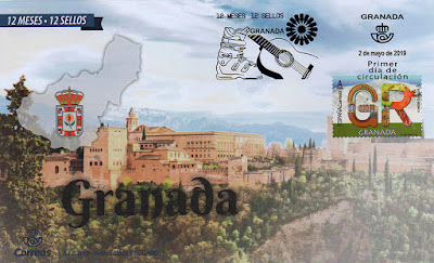 sobre, PDC, Granada, sellos, filatelia