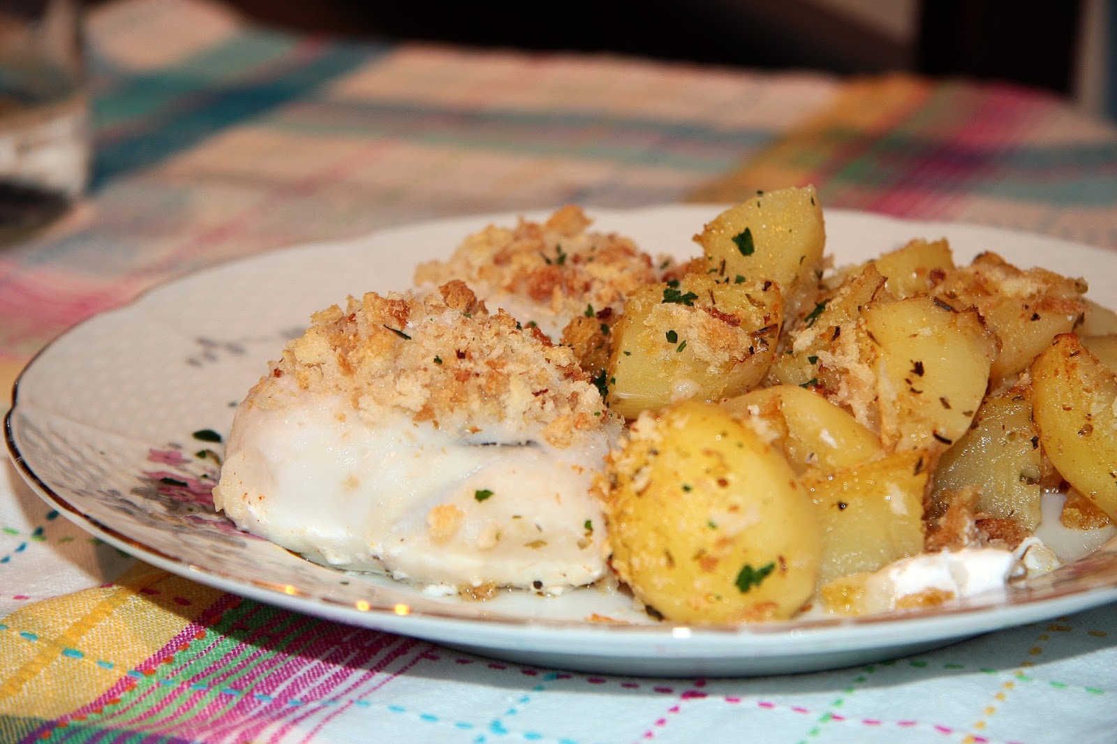 Merluzzo al forno gratinato con patate alla greca