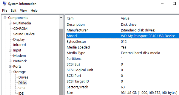 Informations système MSinfo32