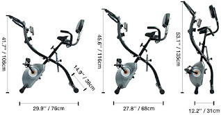 Ativafit Magnetic Exercise Bike's Semi-Recumbent / Upright / Folded dimensions, image