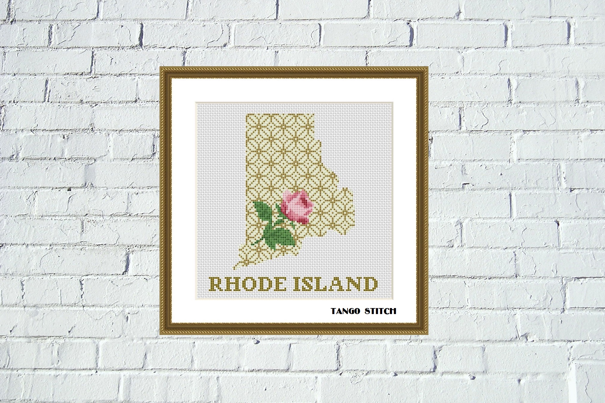 Tango Stitch easy cross stitch designs Rhode Island USA state map