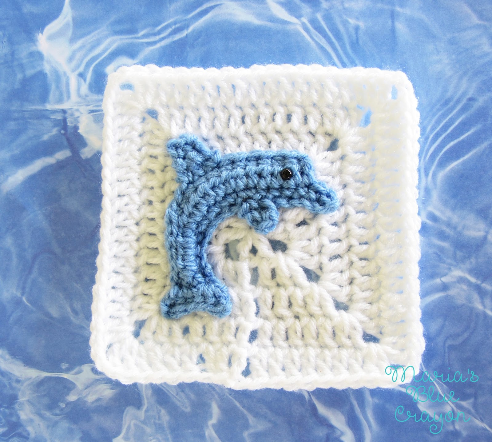 Crochet Dolphin Applique and Granny Square Free Crochet Pattern- Ocean Themed Blanket - Maria's Blue Crayon crochet-dolphin-applique-and-granny-square-free-crochet-pattern-ocean-themed-blanket-maria-s-blue-crayon