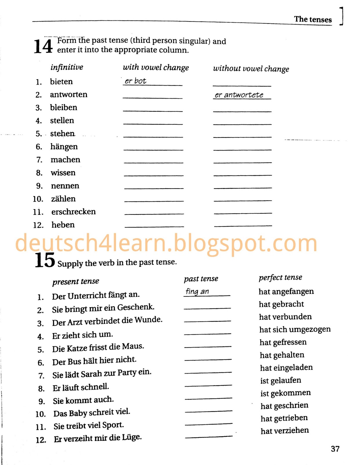 Exercises For German Tenses Learn Deutsch German And Study Abroad