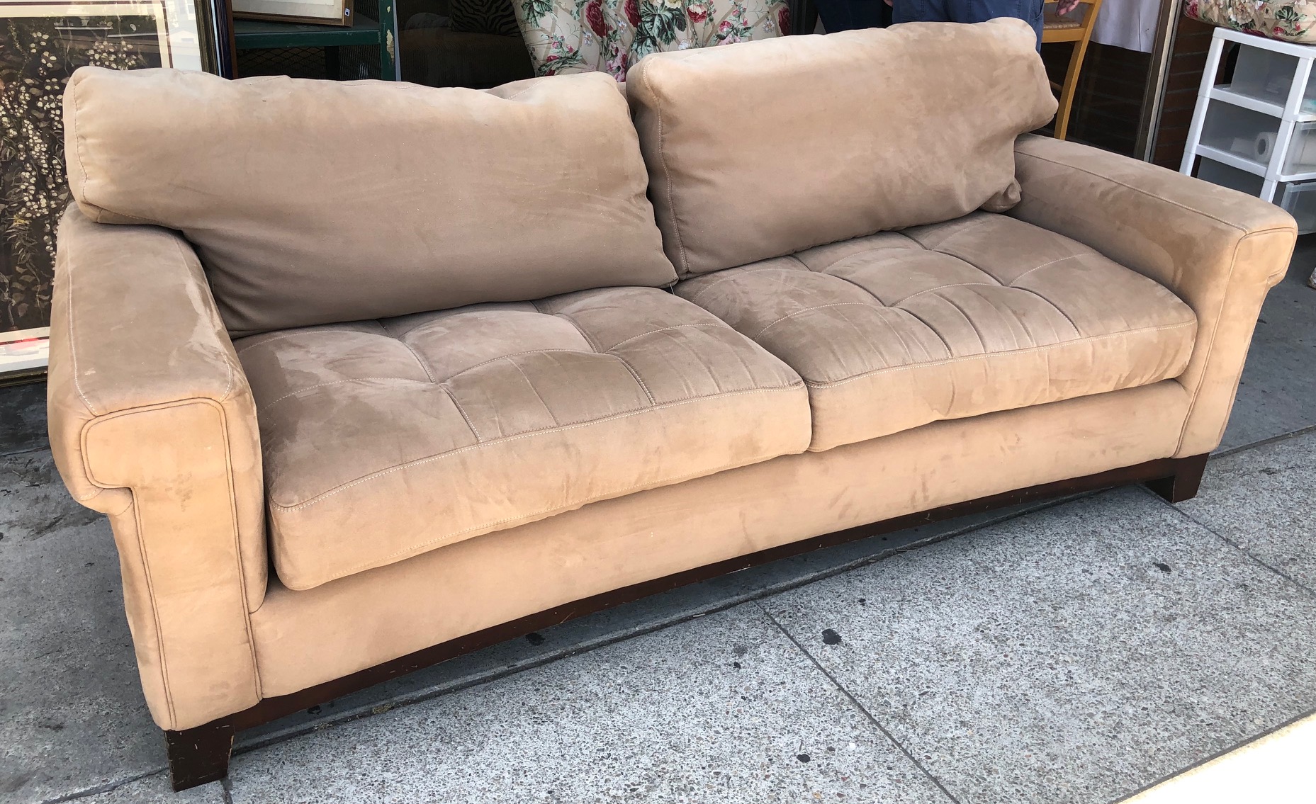 UHURU FURNITURE & COLLECTIBLES SOLD 99652 Tan Microsuede Stitched