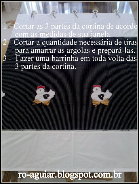 cortina de galinhas em patchwork com PAP (DIY)