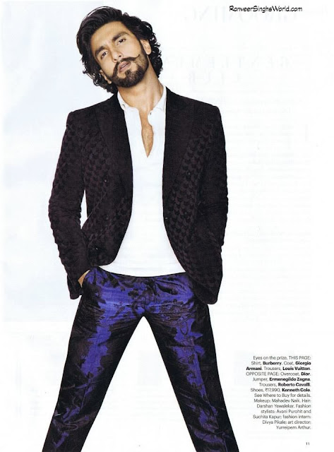 Ranveer Singh:'The Next Superstar' on Harper's Bazaar Man Nov 2013 