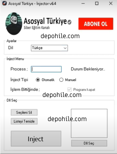 Asosyal DLL Injector Programı Her Oyunda Çalışıyor Yeni 2021