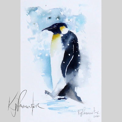 painting penguins in watercolour