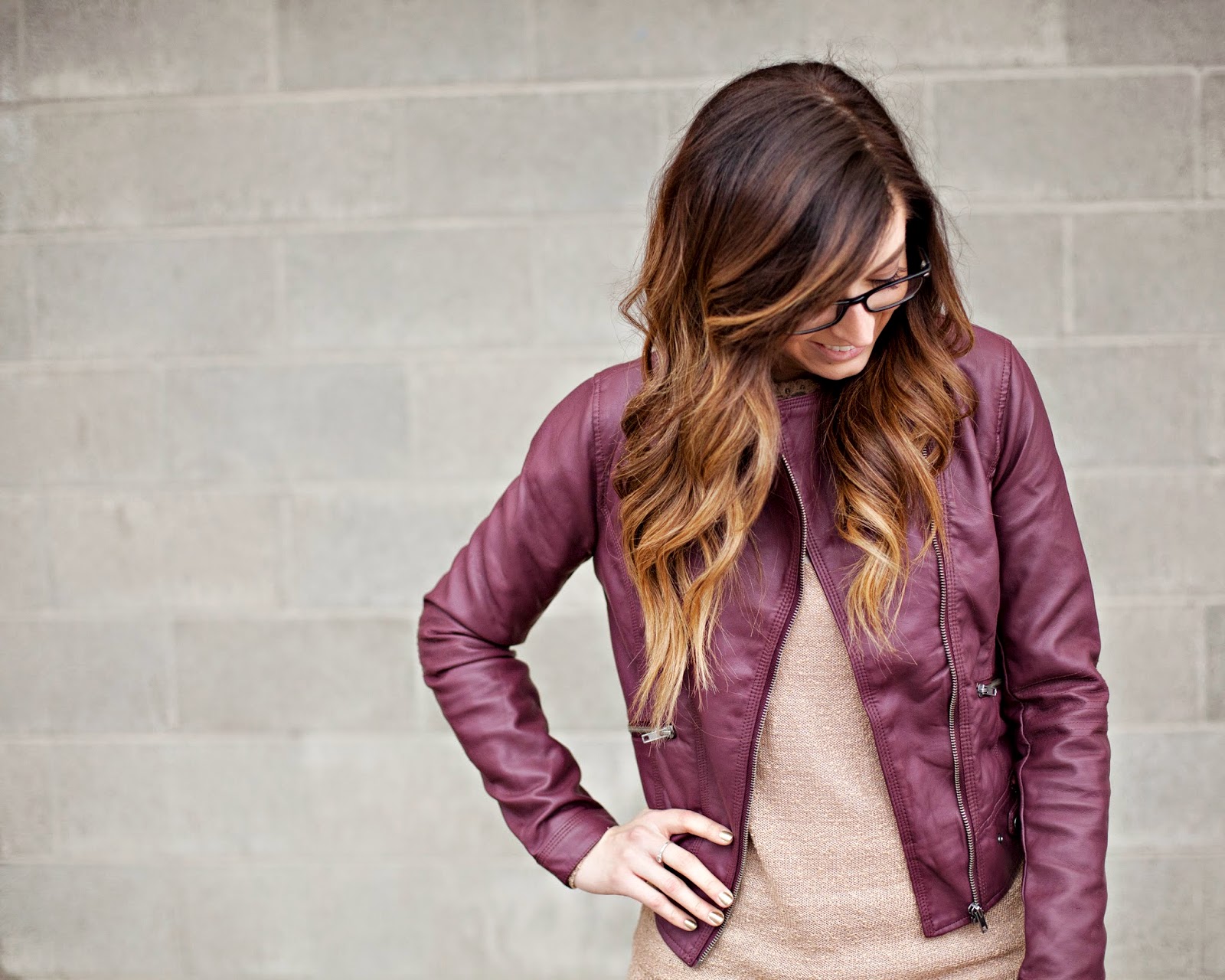 Burgundy Faux Leather Jacket Arrows & Apricots