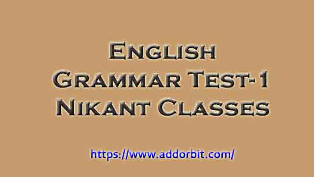 English Grammar Test-1 Articles