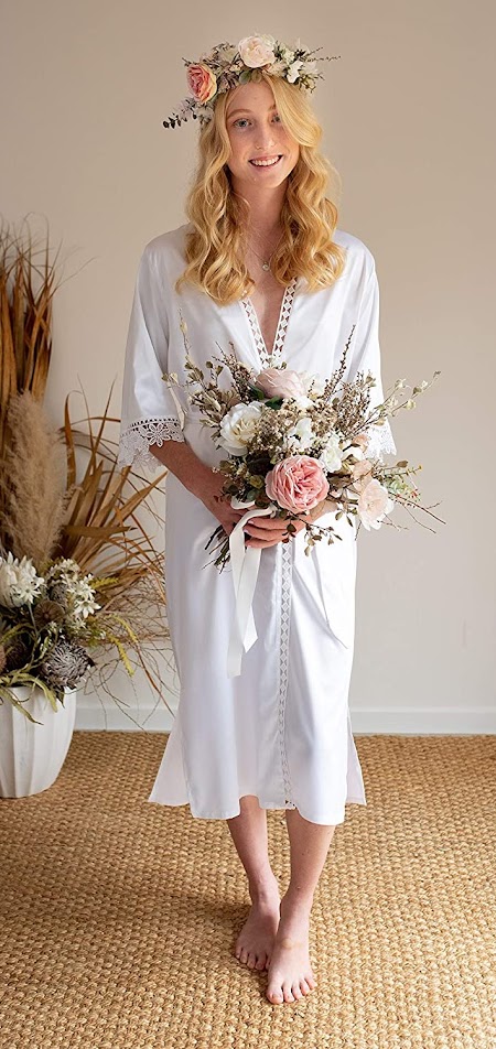 Silky Satin Bridal Robes For Bride or Bridesmaids