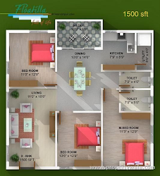 sq 1500 ft plans plan feet square indian 1200 30x40 floor duplex layout bhk india open 3bhk bungalow foot facing