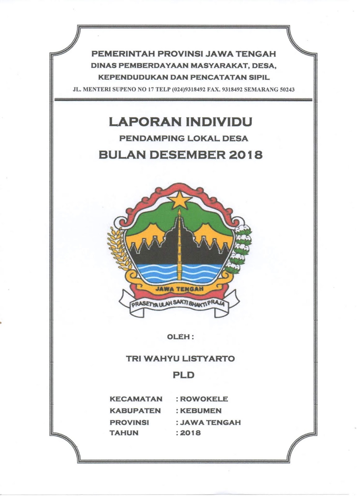 Pendamping Profesional Laporan Bulanan Pendamping Desa Update Desember 2020