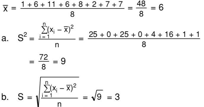 Tentukan Ragam Dan Simpangan Baku Dari Data 1 6 11 6 8 2 7 7 Mas Dayat Tentukan Ragam Dan Simpangan Baku Dari Data 1 6 11 6 8 2 7 7 Mas Dayat