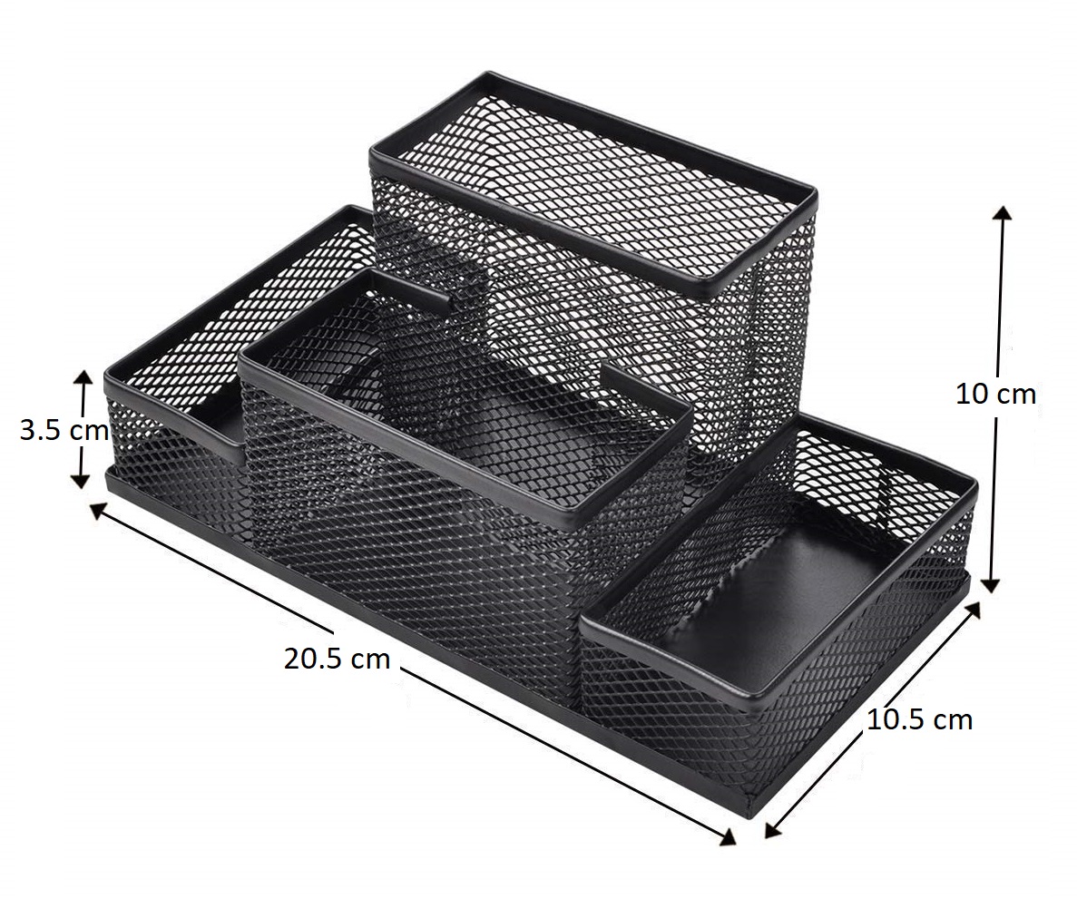 4 Compartment Metal Mesh Desktop Organizer Pen and Pencil Stationery