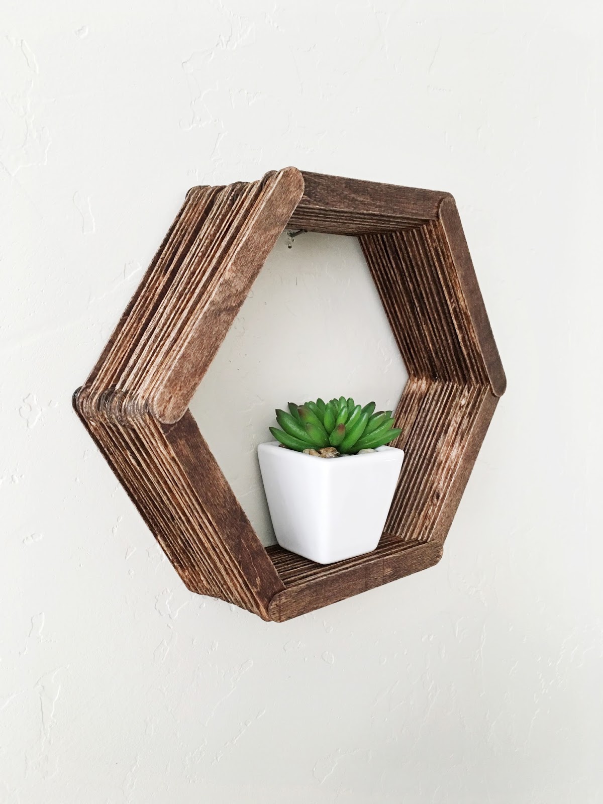 Lexi Rachelle DIY Wall Art Popsicle Stick Hexagon Shelf
