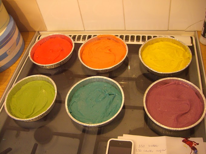 White + Rainbow + Doll Cake