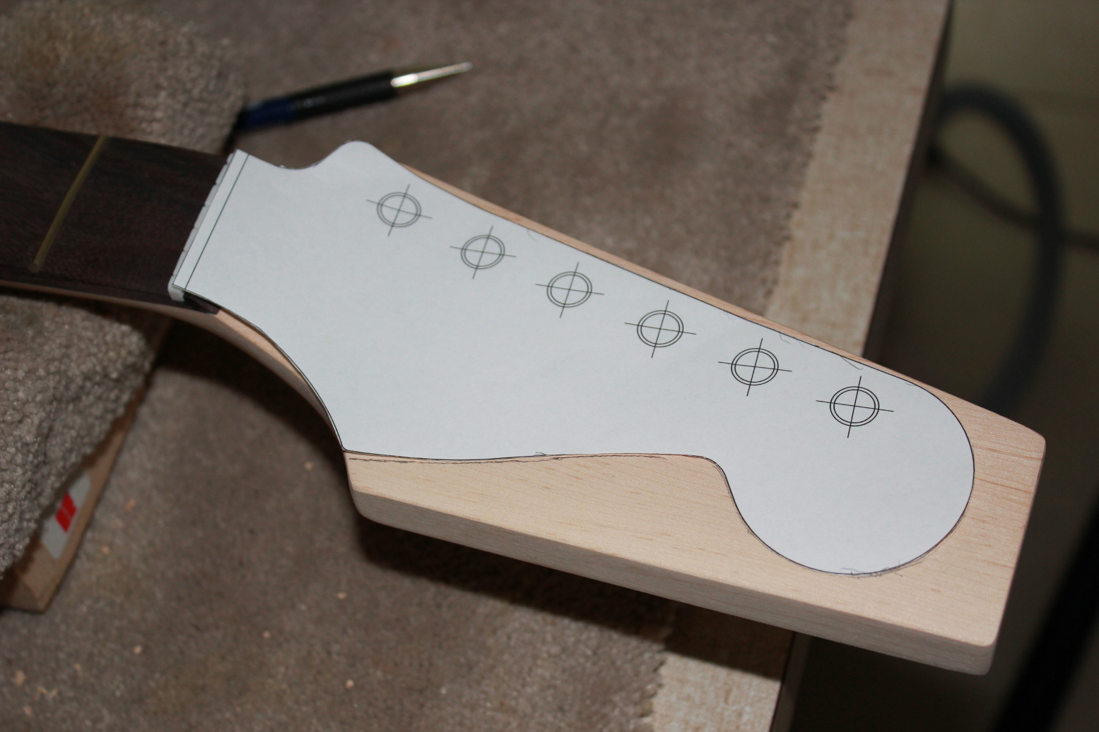 Guitar Kit Builder Siena's Stratocaster Shaping the Headstock