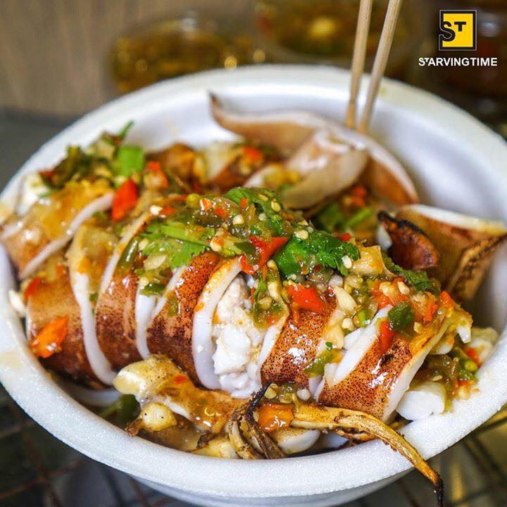 Resepi Sotong Bakar Sumbat Udang Sos Cili Hijau Thai!