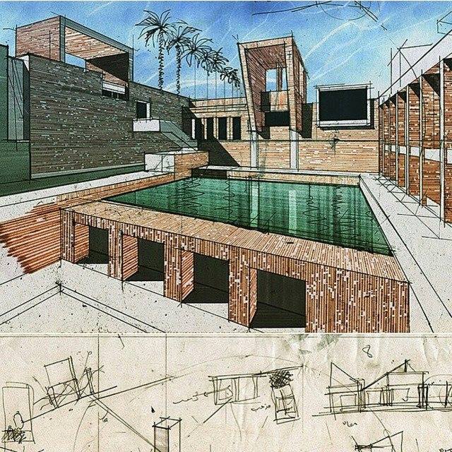 20 Contoh  Gambar  Sketsa Bangunan Arsitektur  Jurnal 