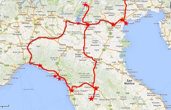 Norditalien Karte
