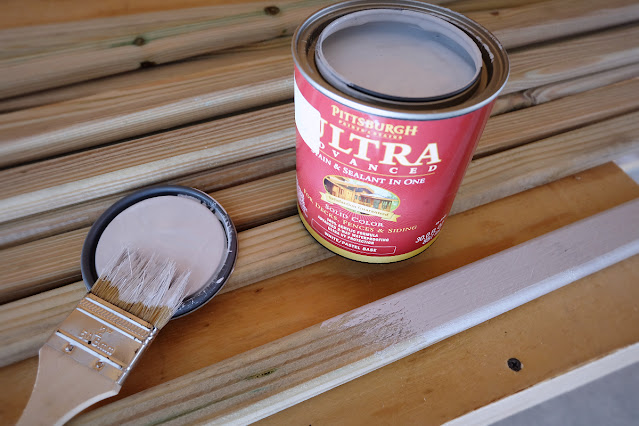 solid color outdoor stain in a light gray