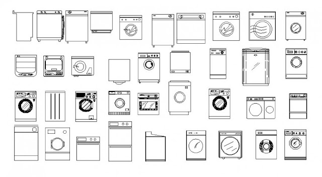 WASHING MACHINE ELEVATION DRAWING 2D VIEW AUTOCAD FILE