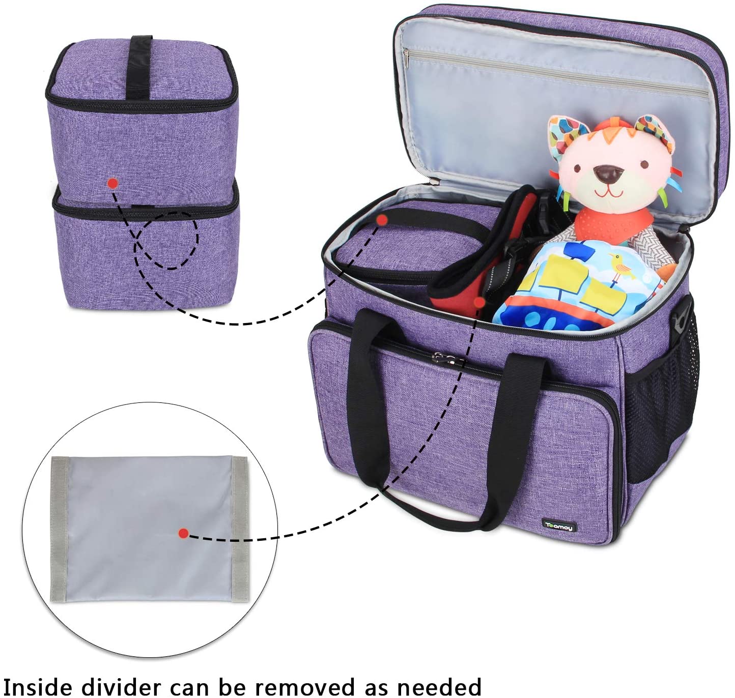 Dog Travel Bag Teamoy Double Layer Dog Travel Bag with 2 Silicone