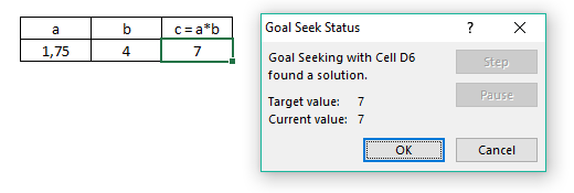 Formula Goal Seek Excel