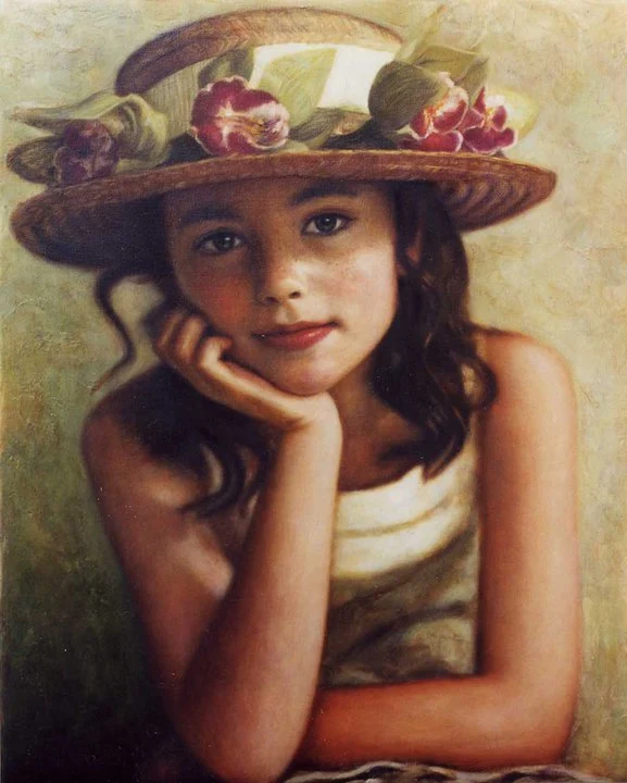 Children in art | Odysseas Oikonomou 1967 | Albanian-Born Greek Portrait painter 