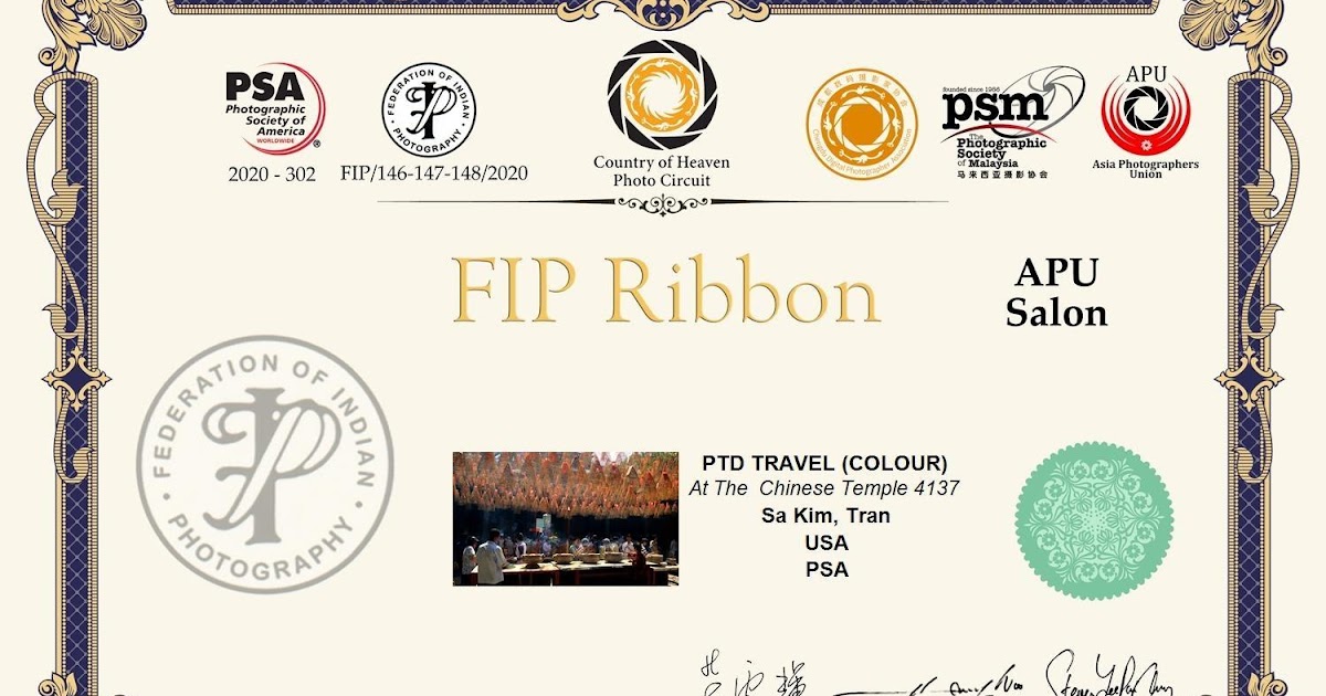 Trần Kim Sa Photography: 1 hình được cấp BẰNG DANH DỰ- FIP RIBBON ...