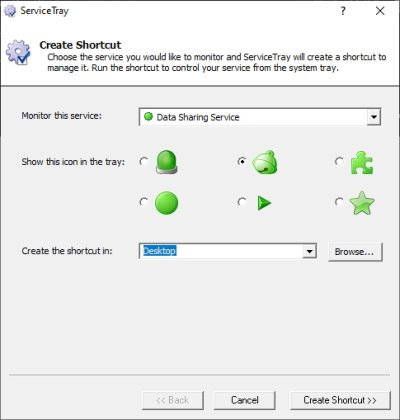 ServiceTray le permite iniciar y detener un servicio de Windows