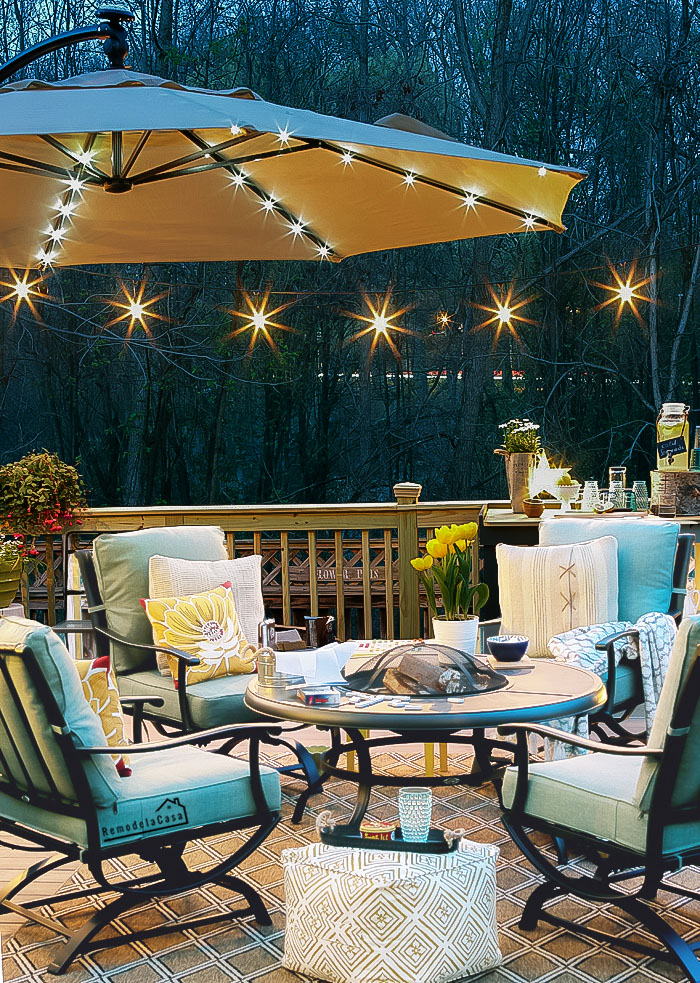 How To Hang String Lights On Deck, How To Hang Outdoor String Lights Around Patio Furniture