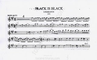 Partitura de Saxofón Alto y Saxo Barítono en Mi bemol de Black is Black Sheet Music for Alto Sax and Baritone