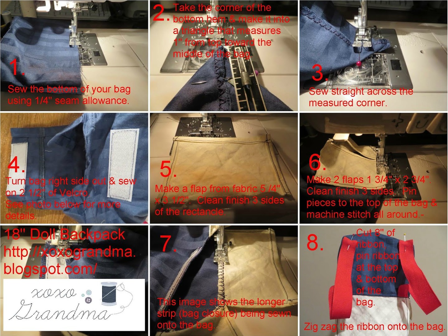 xoxo Grandma Backpack Fit for A Doll