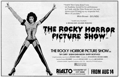The Rocky Horror Picture advertisement August 14 Rialto Theatre in London.