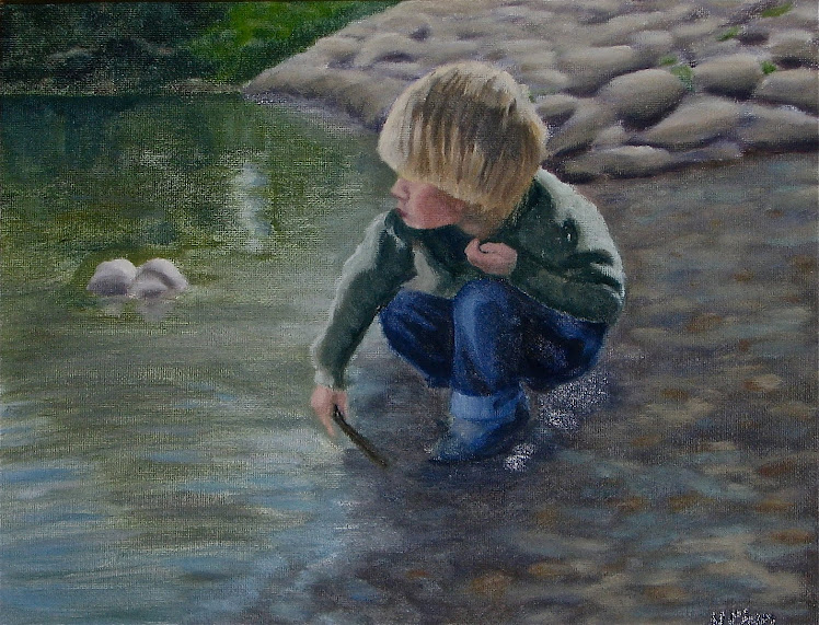 "Boy at the Creek" - 11 x 14
