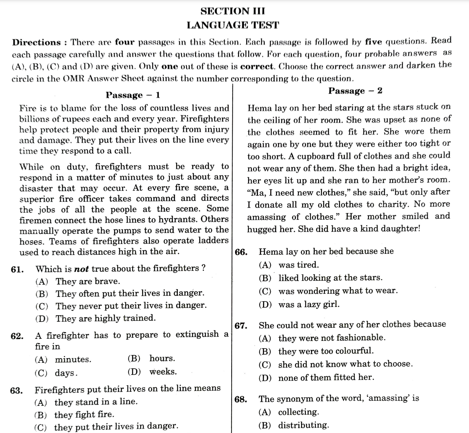 Navodaya Vidyalaya Class 6 Syllabus 2021 NVS Question Papers