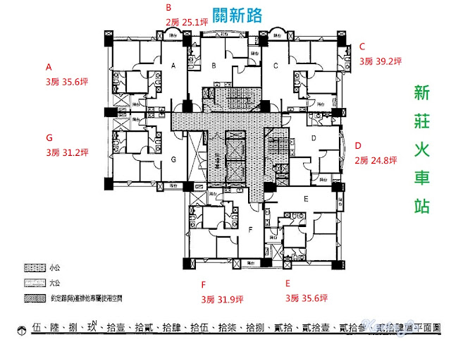 [新竹東區關埔] 豐邑一綻 (走出車站馬上到家) - 佳成建設5~24樓平面圖