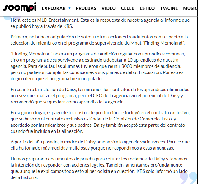 [NAVER] MLD Ent. afirma: "No hay manipulaciones en Finding Momoland