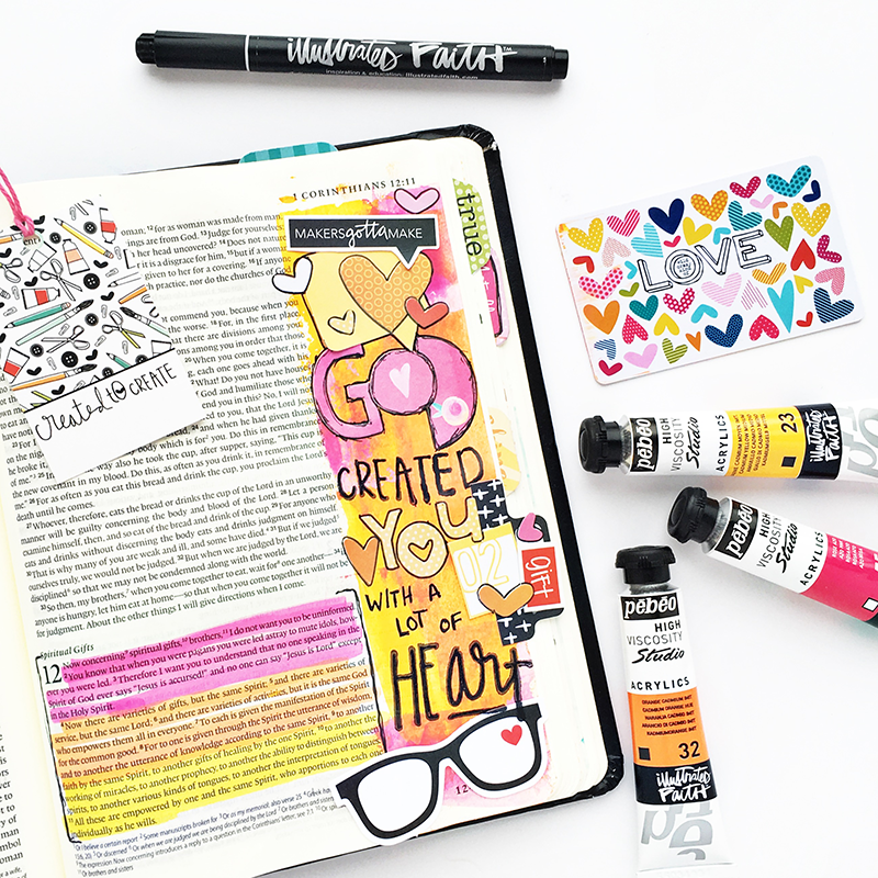 a rainbow of colors for mixed media art journaling, planner, Bible journaling projects including favorite color names and tools | Faber Castell | The Reset Girl | Illustrated Faith | pigment stamp ink