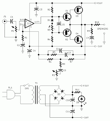 10 W Audio Amplifier Circuit Diagram | CIRCUIT DIAGRAMS FREE