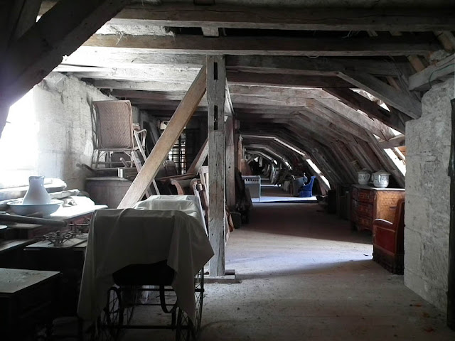 Visible storage in the roof space of the Chateau of Ussé, Indre et Loire, France. Photo by Loire Valley Time Travel.